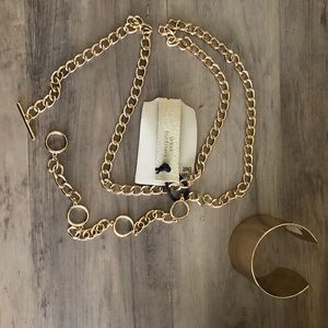 NWT Urban outfitters gold tone belt chain and cuff